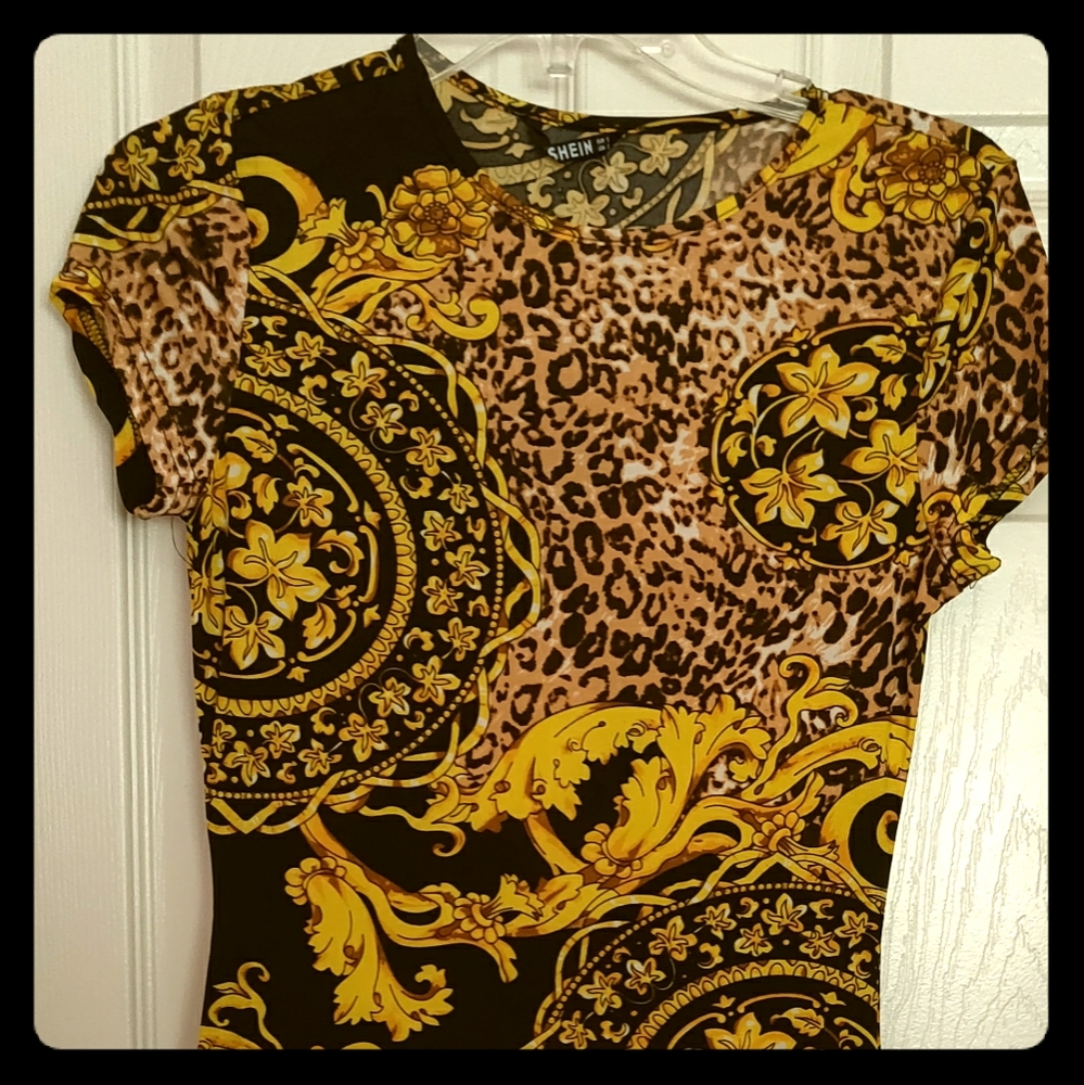 Baroque print bodycon dress